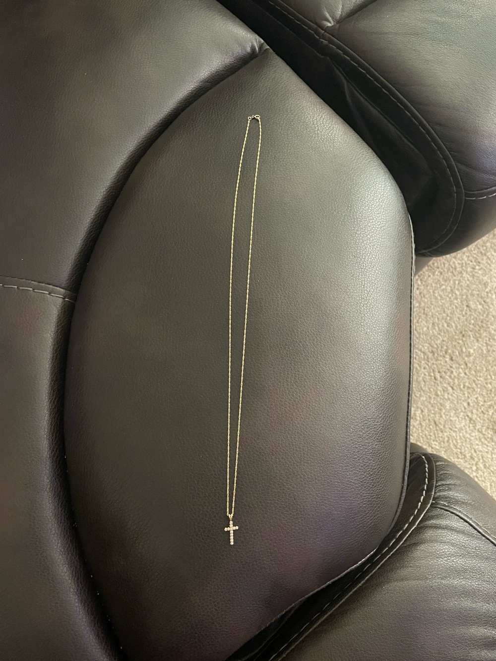 Real! 14kt Gold Diamonds Cross Very Long Necklace - Picture 4 of 15